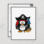 Cute Pirate Penguin with Treasure Chest Postcard (Front/Back)
