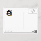 Cute Pirate Penguin with Treasure Chest Postcard (Back)