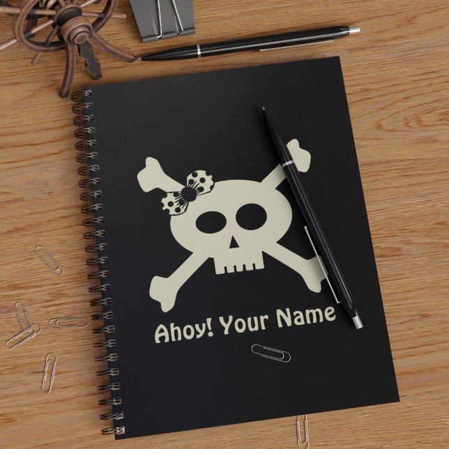 Cute Pirate Personalized Skull Crossbones Notebook (☠️Fun notebook suitable for all cute pirates. Just add your name☠️)