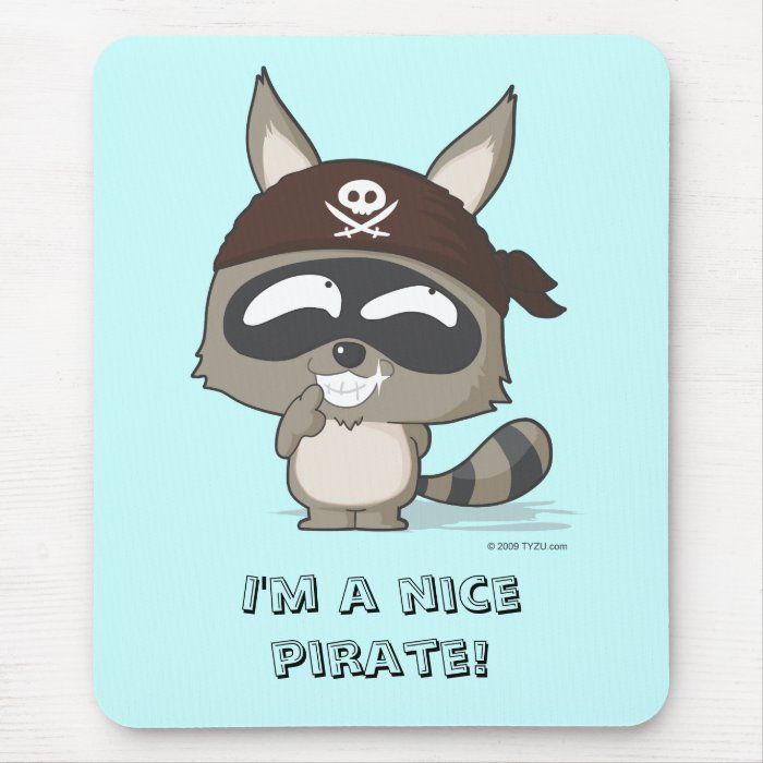 Cute pirate raccoon anime funny cartoon mousepad