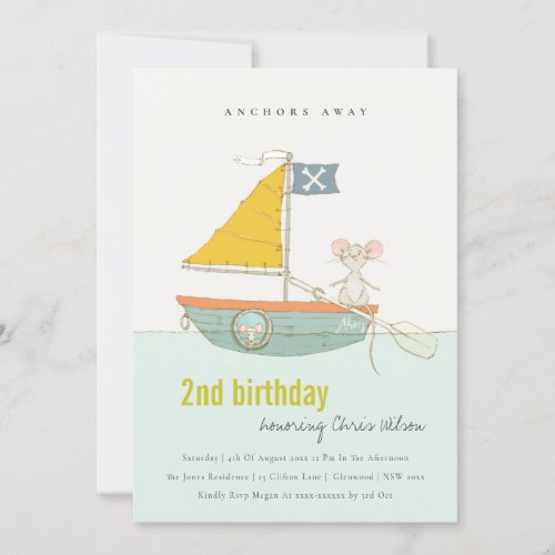Cute Pirate Sailboat Kids Any Age Birthday Invite
