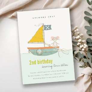 Cute Pirate Sailboat Kids Any Age Birthday Invite