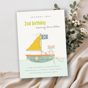 Cute Pirate Sailboat Kids Any Age Birthday Invite