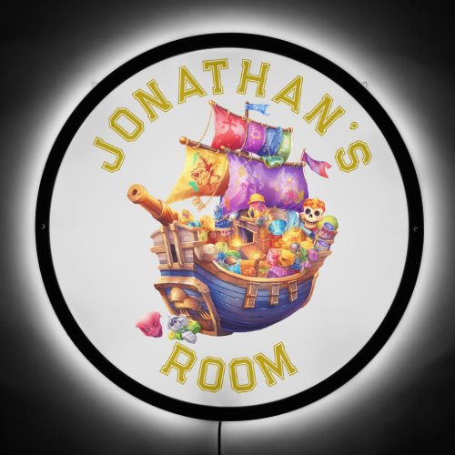 Cute Pirate Ship Personalized  LED Sign