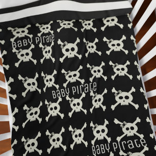 Cute Pirate Skull Crossbones Pattern and Stripes Receiving Blanket