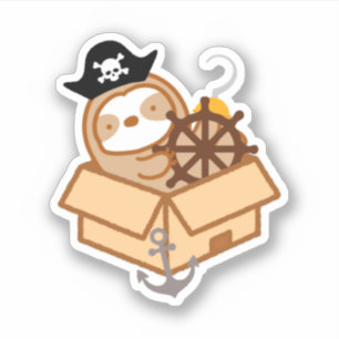 Cute Pirate Sloth Sticker