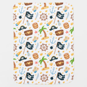 Cute Pirate Themed Nautical Pattern Baby Blanket