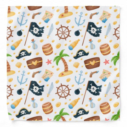 Cute Pirate Themed Nautical Pattern  Bandana