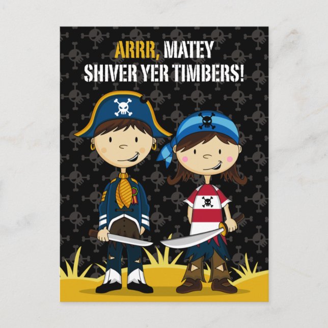 Cute Pirates Greeting Card (Front)