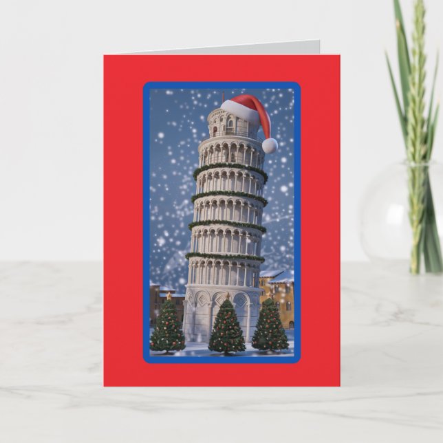 Cute Pisa Christmas Holiday Card (Front)