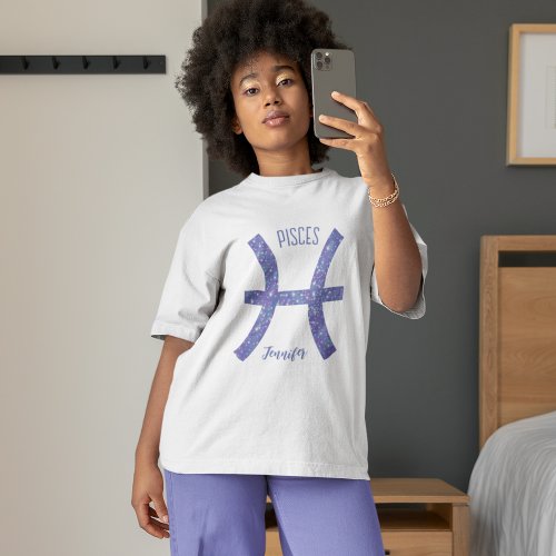 Cute Pisces Astrology Sign Custom Purple Womens T_Shirt