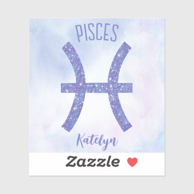 Cute Pisces Astrology Sign Personalized Purple Sticker (Sheet)