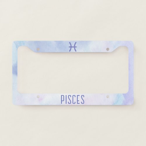Cute Pisces Astrology Sign Purple License Plate Frame