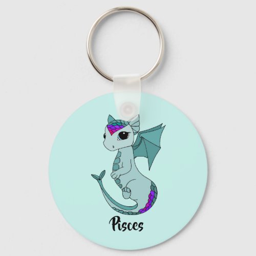 Cute Pisces Dragon design zodiac keychain