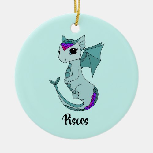 Cute Pisces Dragon design zodiac ornament