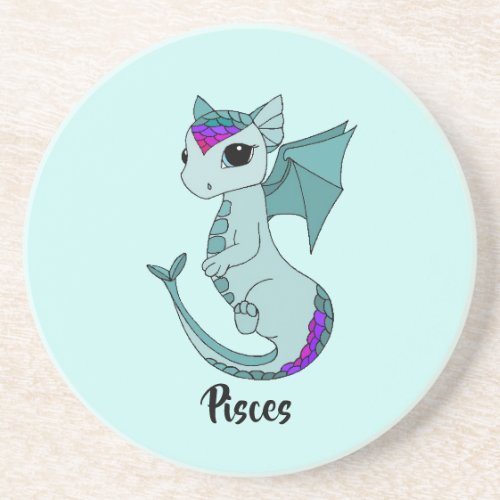 Cute Pisces Dragon design zodiac sandstone coaster