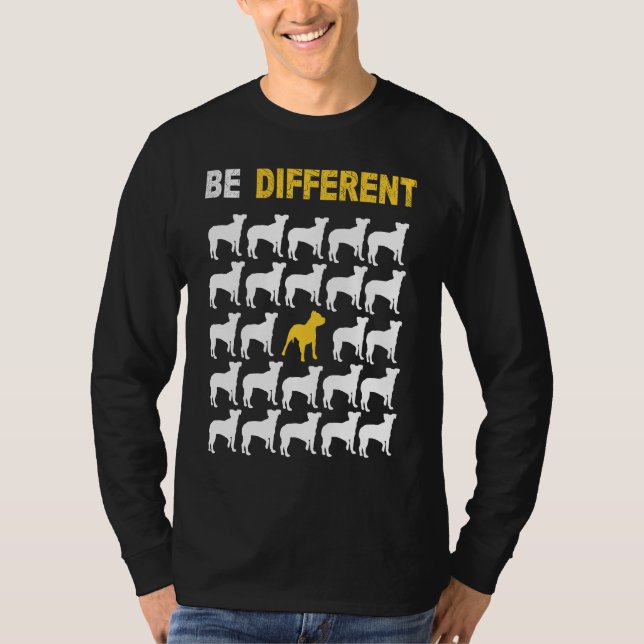 Cute Pit Bull Be Different Inspiration T-Shirt (Front)