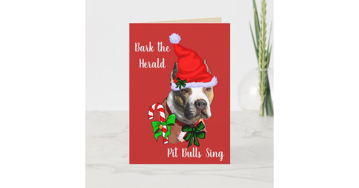 Cute Pit Bull Christmas Holiday Card | Zazzle