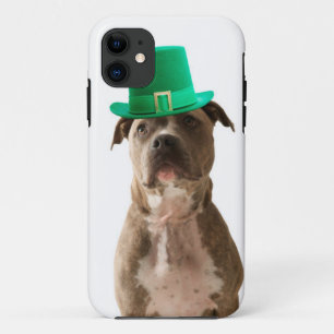 Cute Pit Bull Dog Hat St. Patrick's Day iPhone 11 Case