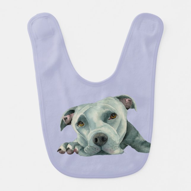 Cute Pit Bull Dog Illustration | Big Ol' Head Bib (Front)