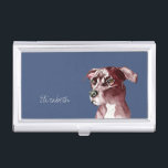 Cute Pit Bull Dog Monochromatic Watercolor Business Card Holder<br><div class="desc">Cute watercolor painting of an American pitbull terrier dog. It is painted in a monochromatic color. Add  your name and customize this item. Great for dog lovers.</div>