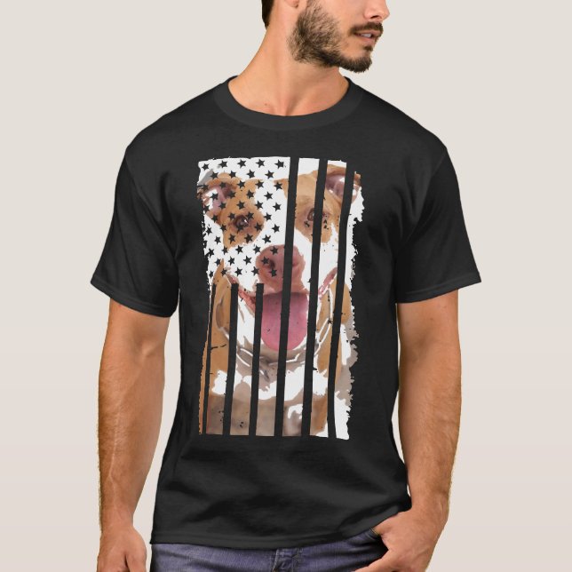 Cute Pit Bull Dog Picture Funny Puppy American Us  T-Shirt (Front)