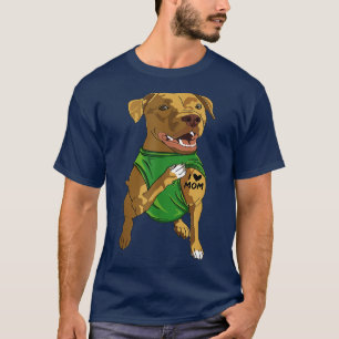 Cute Pit bull Dog Tattoo I Love Mom Pitbull Dog Lo T-Shirt