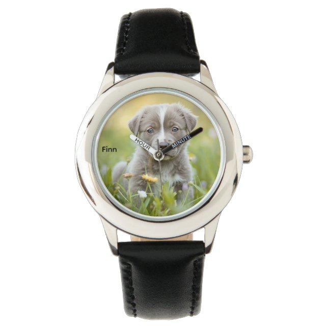 Cute Pit Bull Kid's Personalized Watch (Front)