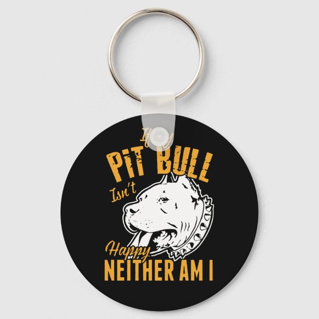 Cute Pit Bull Mom Dad Puppy Dog Pitbull Rescue Keychain (Front)