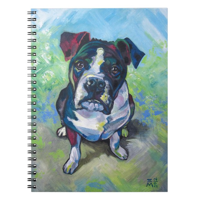 Cute Pit Bull Painting Notebook (Front)