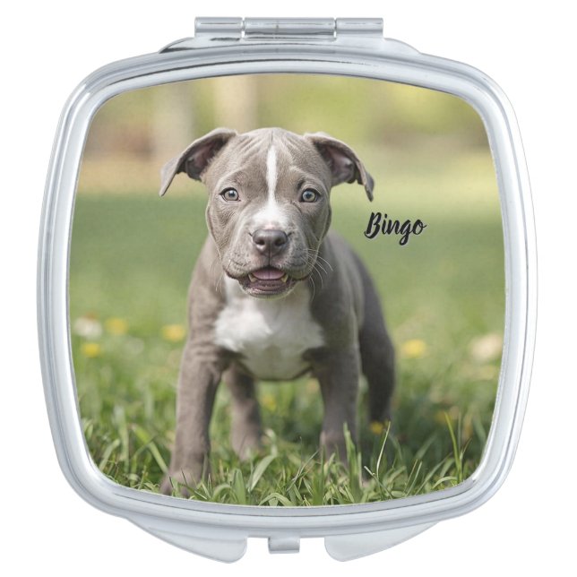 Cute Pit Bull Personalized Compact Mirror (Front)