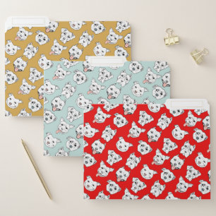 Cute Pit Bull Terrier Dog Drawing Pattern File Folder