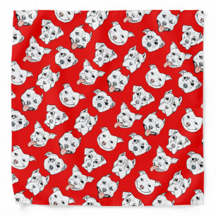 Cute Pit Bull Terrier Dog Faces Pattern Bandana