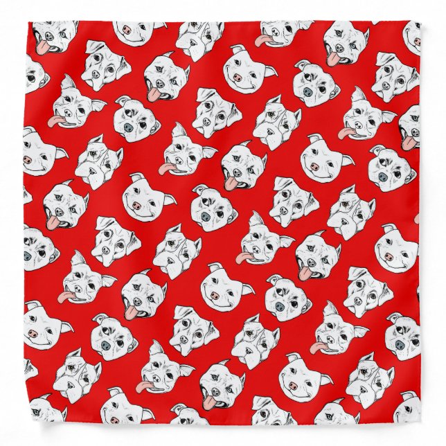 Cute Pit Bull Terrier Dog Faces Pattern Bandana (Front)