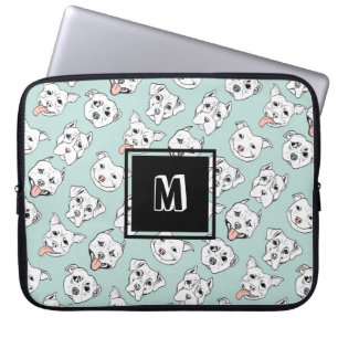 Cute Pit Bull Terrier Dog Pattern Monogram Laptop Sleeve