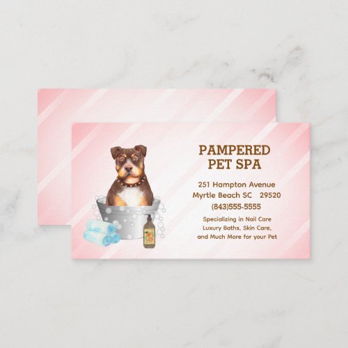 Cute Pit Bull Terrier Pet Groomer Spa Appointment Business Card