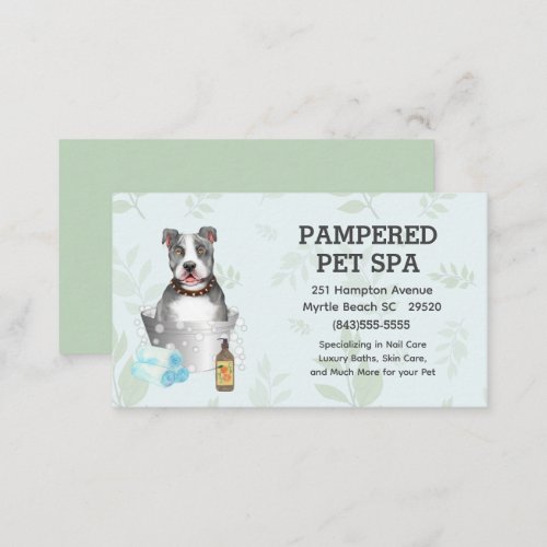 Cute Pit Bull Terrier Pet Groomer Spa Appointment Business Card