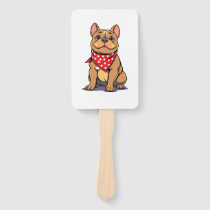 Cute Pitbull Bulldog with Bandana Funny Dog Lover Hand Fan