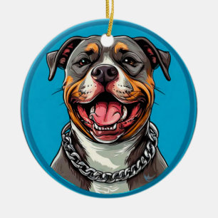 Cute Pitbull dog Ceramic Ornament