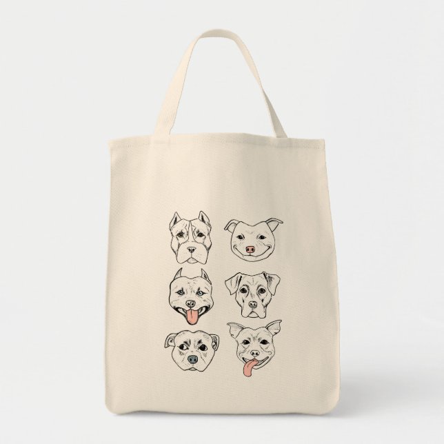Cute Pitbull Dog Faces Tote Bag (Front)