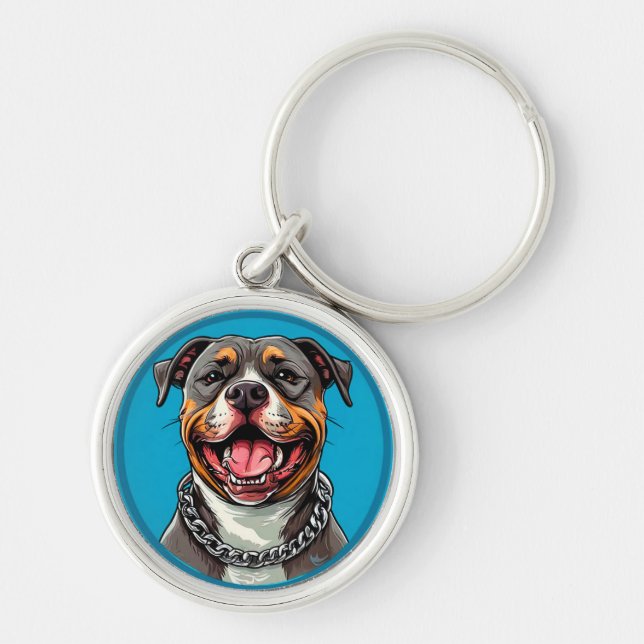 Cute Pitbull dog Keychain (Front)