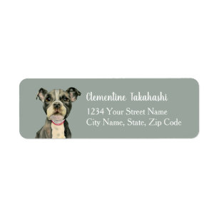 Cute Pitbull Dog Puppy Eyes Return Address Label