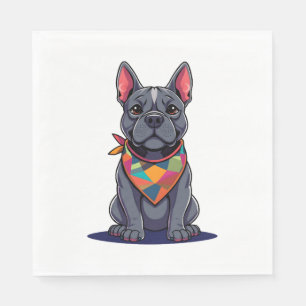 Cute Pitbull Frenchie Dog with Bandana Art Napkins