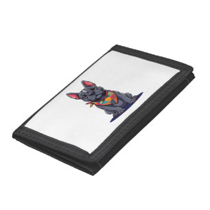 Cute Pitbull Frenchie Dog with Bandana Art Tri-fold Wallet