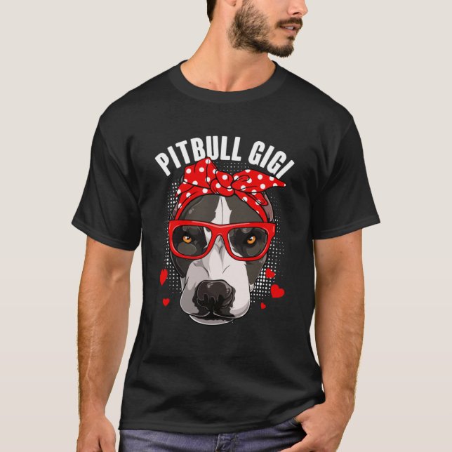 Cute Pitbull Gigi Dog  Family Matching Mothers Day T-Shirt (Front)