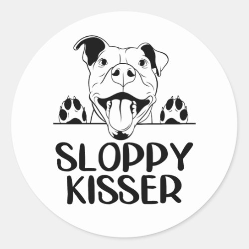 Cute Pitbull Love Pittie Pit Bull Puppy Dog Hello  Classic Round Sticker