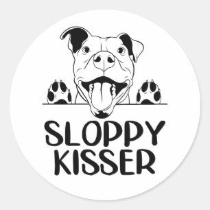 Cute Pitbull Love Pittie Pit Bull Puppy Dog Hello Classic Round Sticker