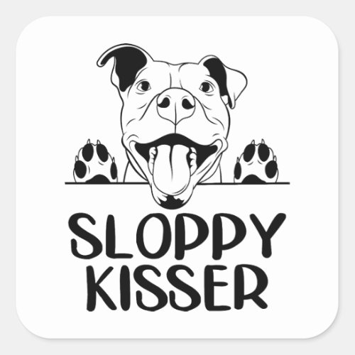 Cute Pitbull Love Pittie Pit Bull Puppy Dog Hello  Square Sticker