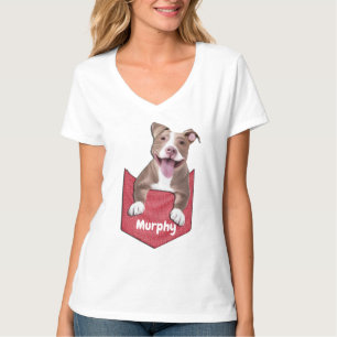 Cute Pitbull Pocket Dog T-Shirt