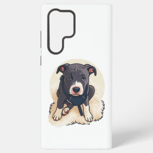 Cute Pitbull Puppy Dog Cartoon Design Samsung Galaxy S22 Ultra Case